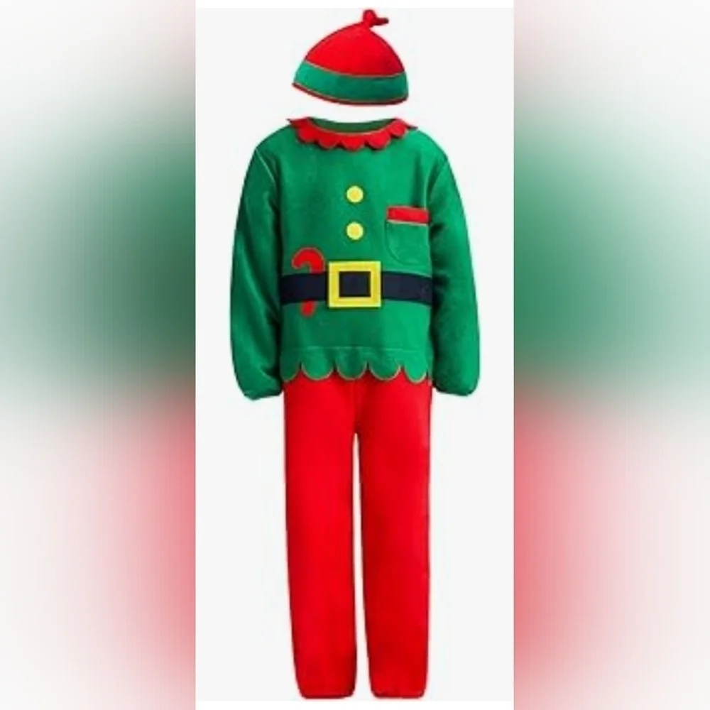 NIB Kids Unisex Festive Elf Costume Set - Green and Red